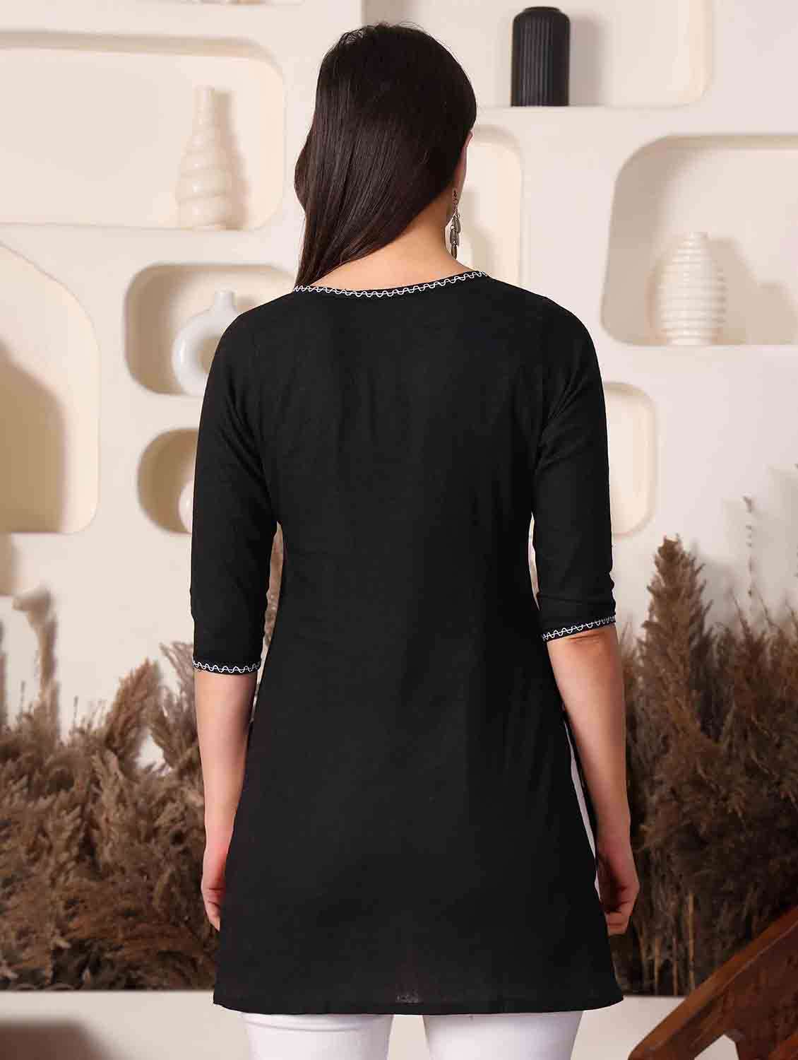 Women Solid Three Quarter Sleeve Angrakha Kurti - 22498138 -  Standard Image - 3