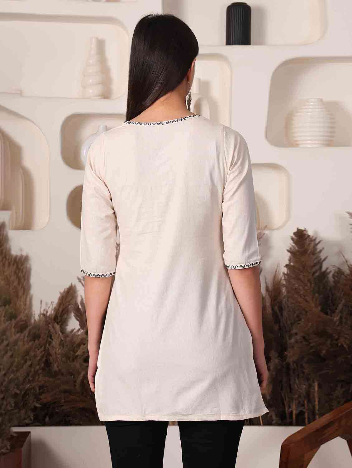 women solid three quarter sleeve angrakha kurti - 22498139 -  Standard Image - 3