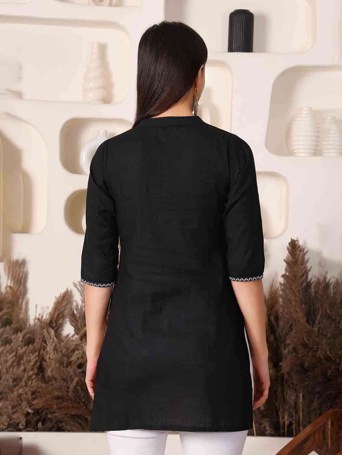 women solid three quarter sleeve straight kurti - 22498141 -  Standard Image - 3