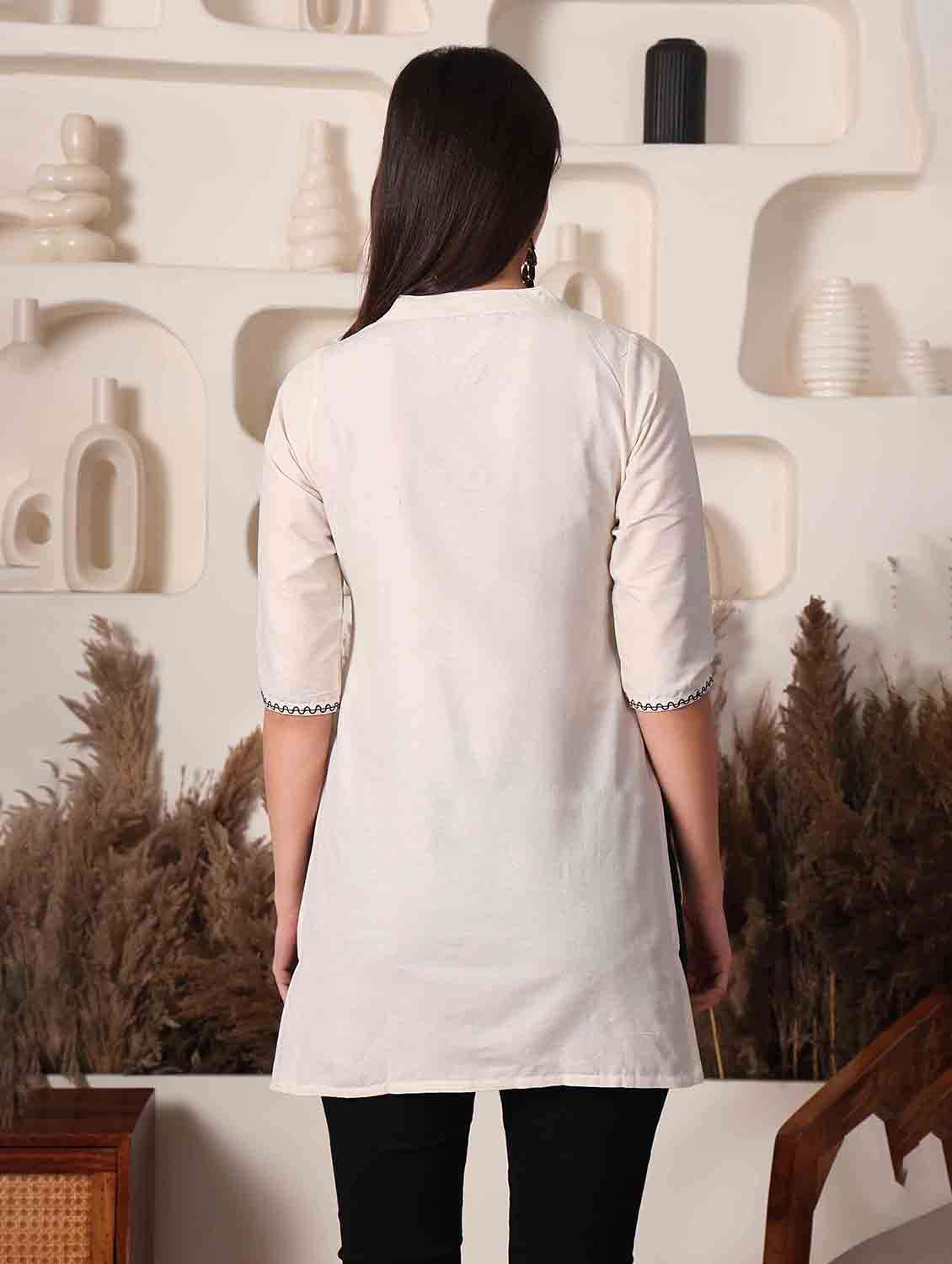 women solid three quarter sleeve straight kurti - 22498142 -  Standard Image - 3