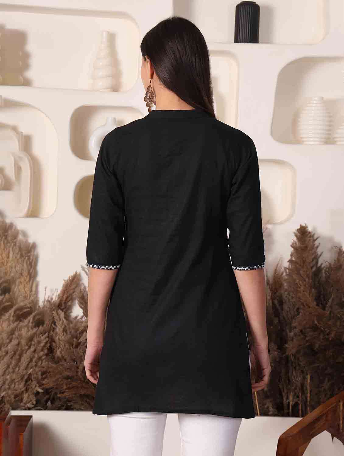 women solid three quarter sleeve straight kurti - 22498144 -  Standard Image - 3