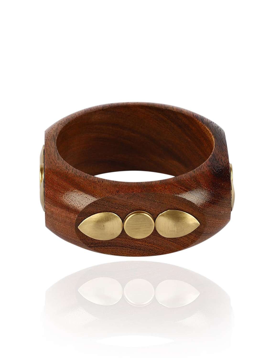 brown wood bracelet with gold stud embellishments - 22498173 -  Standard Image - 3