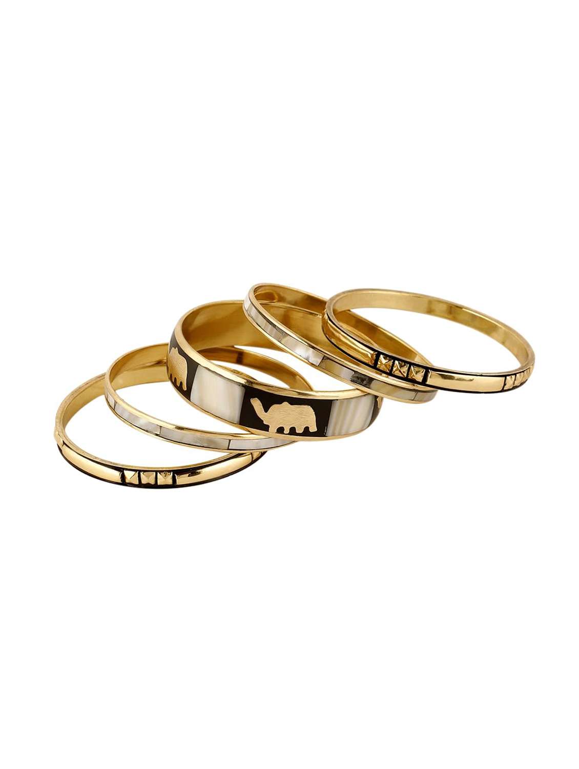 gold-toned elephant design bangle set for women - 22498174 -  Standard Image - 3
