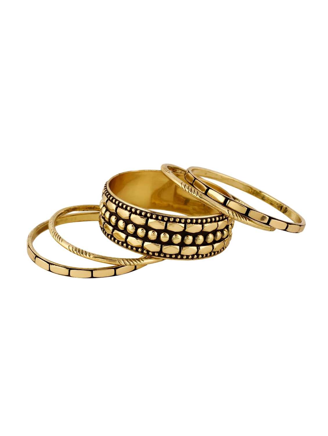 gold-toned textured bangle set for women set of 5 - 22498175 -  Standard Image - 3
