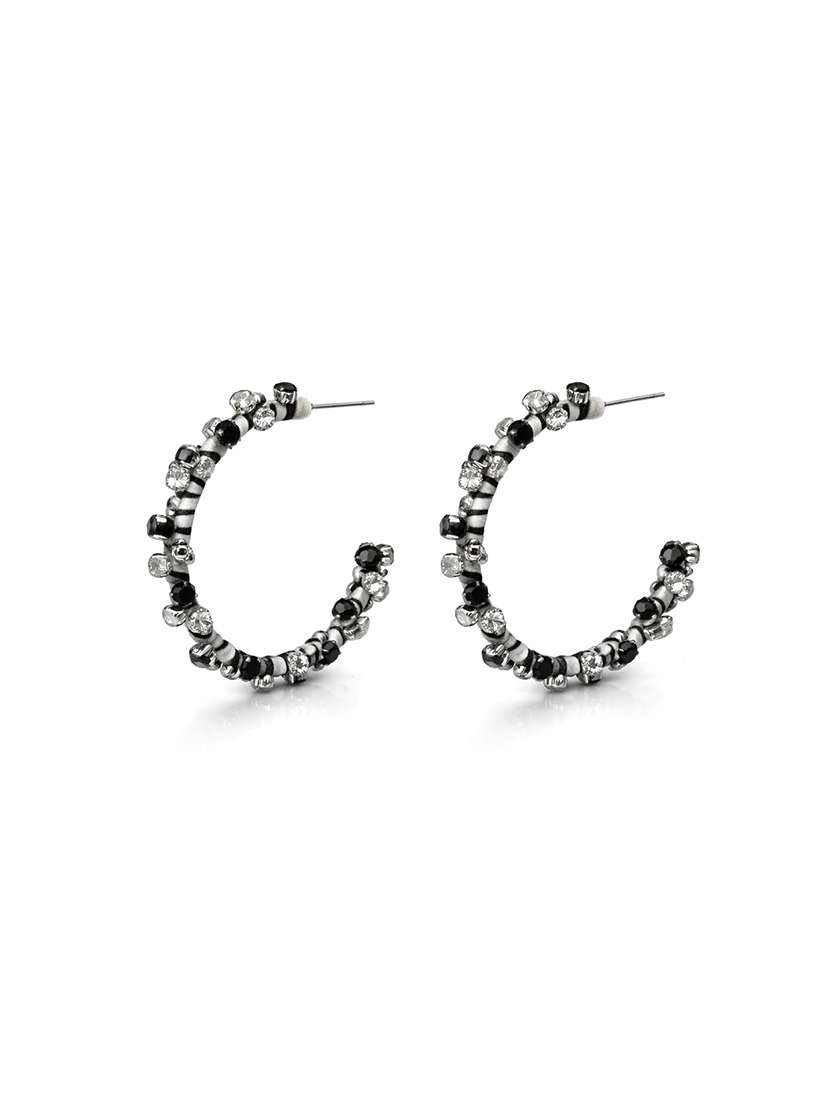rhinestone cotton fabric hoop earrings for women - 22498179 -  Standard Image - 3