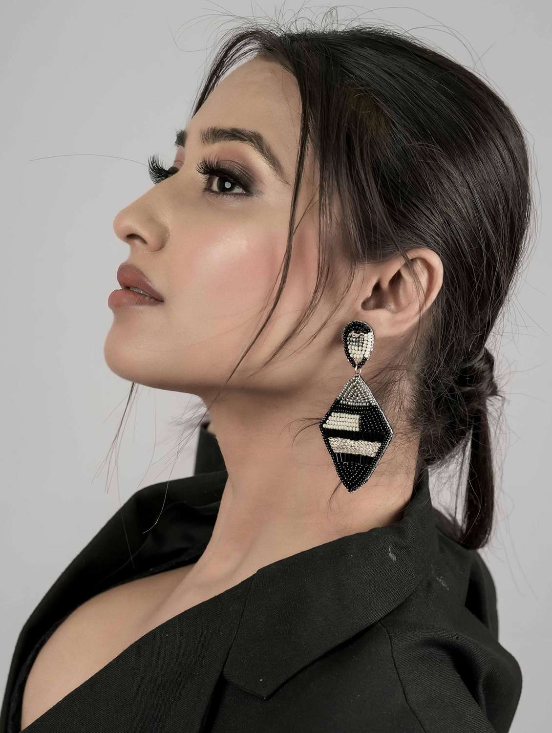 black alloy drop earrigeometric handmade drop earring for womenng