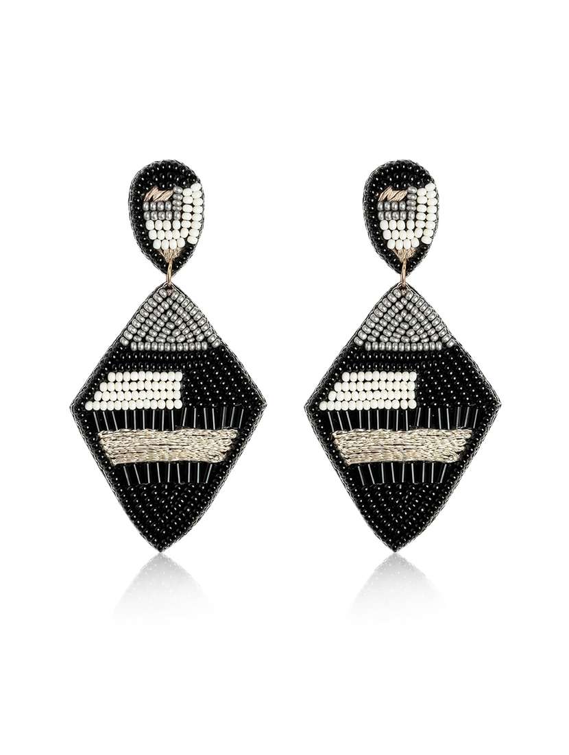 black alloy drop earrigeometric handmade drop earring for womenng - 22498180 -  Standard Image - 3