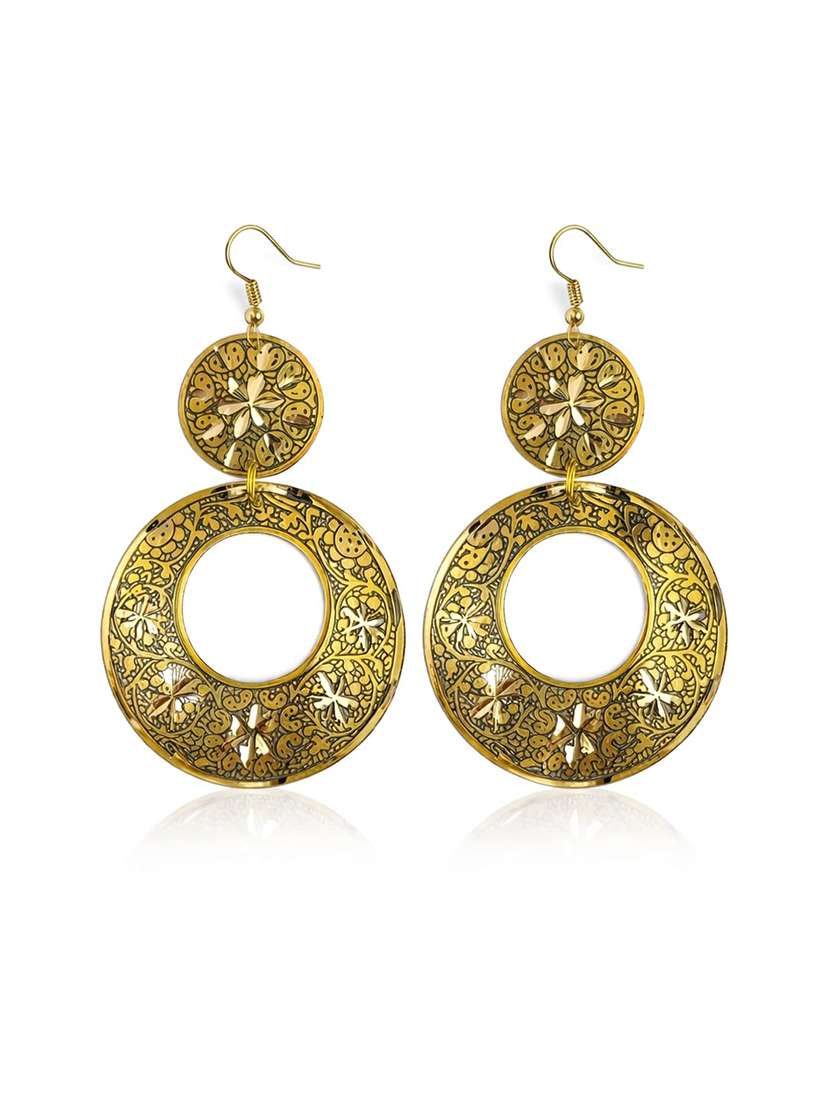 antique gold tone circular dangle earring - 22498188 -  Standard Image - 3