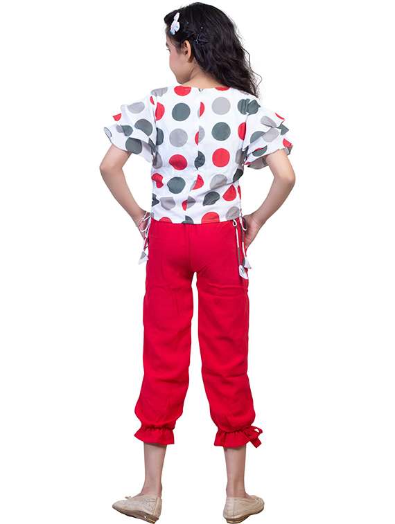 girls polka dots round neck top and capri set - 22498193 -  Standard Image - 3