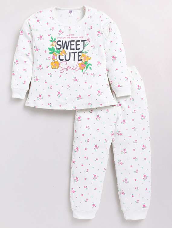 girls printed long sleeves full length set