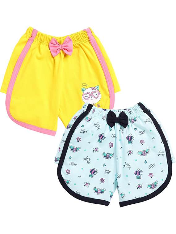 girls pack of 2 printed shorts