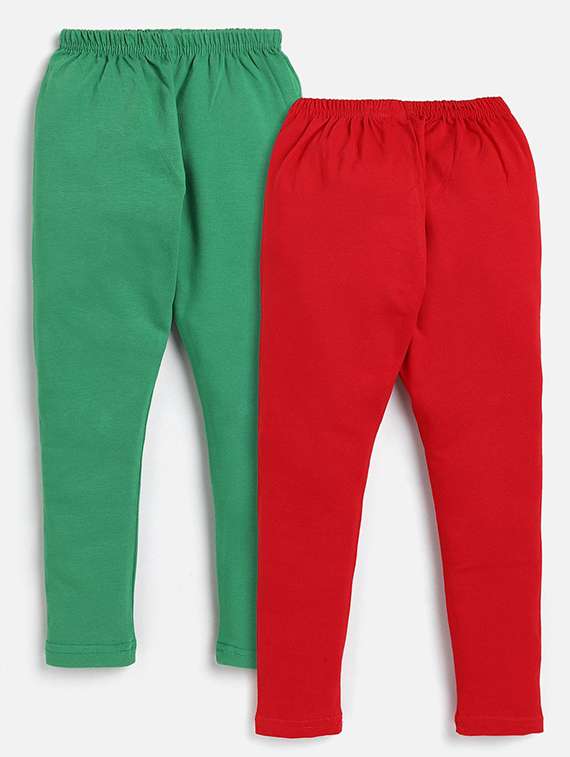 girls pack of 2 solid mid rise leggings