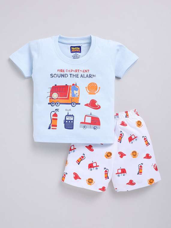 boys printed short sleeves t-shirt and shorts set