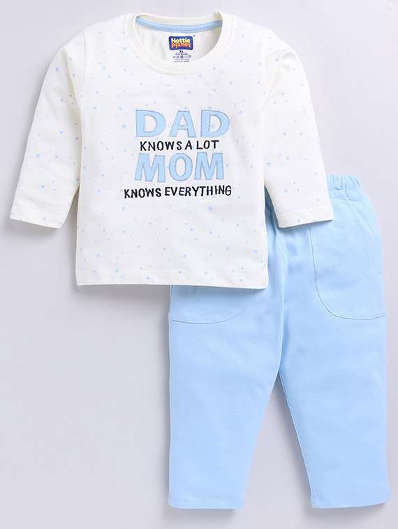 boys printed round neck full length set