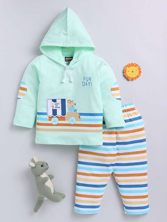 boys printed long sleeves full length set