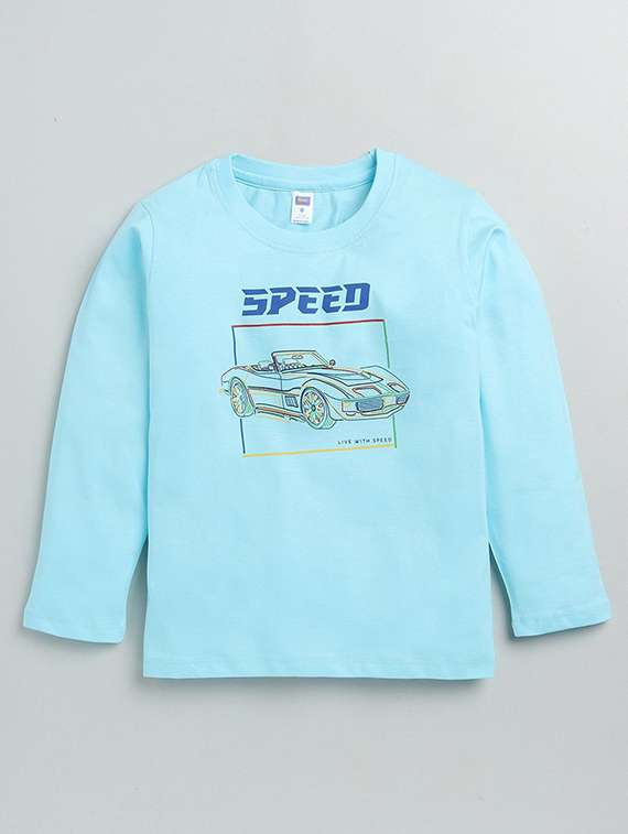 boys printed long sleeves round neck t-shirt