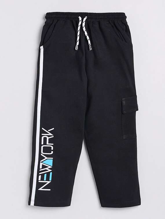 boys typographic printed active wear track pant