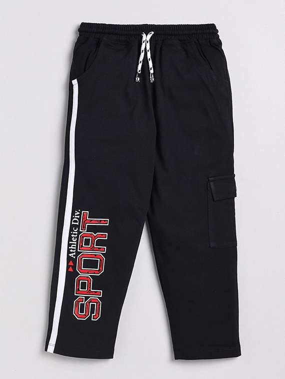 boys typographic printed active wear track pant