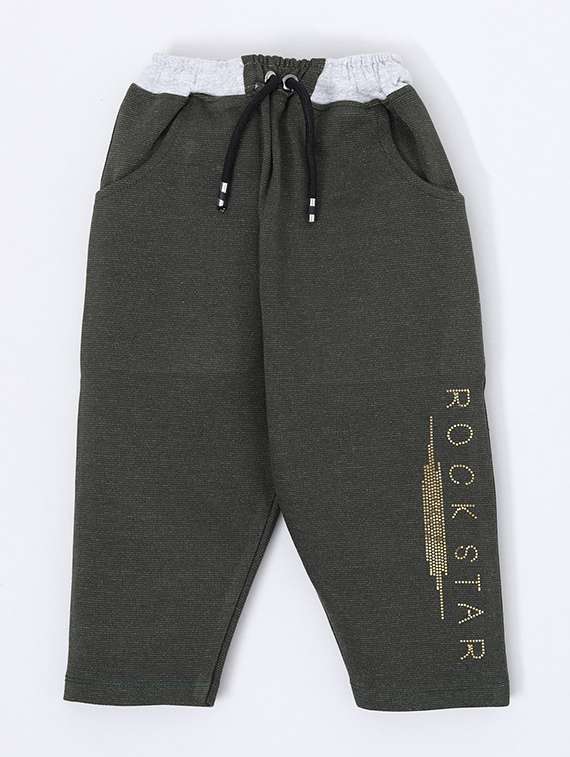 boys embellished mid rise track pant