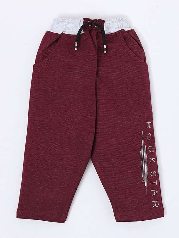 boys embellished mid rise track pant
