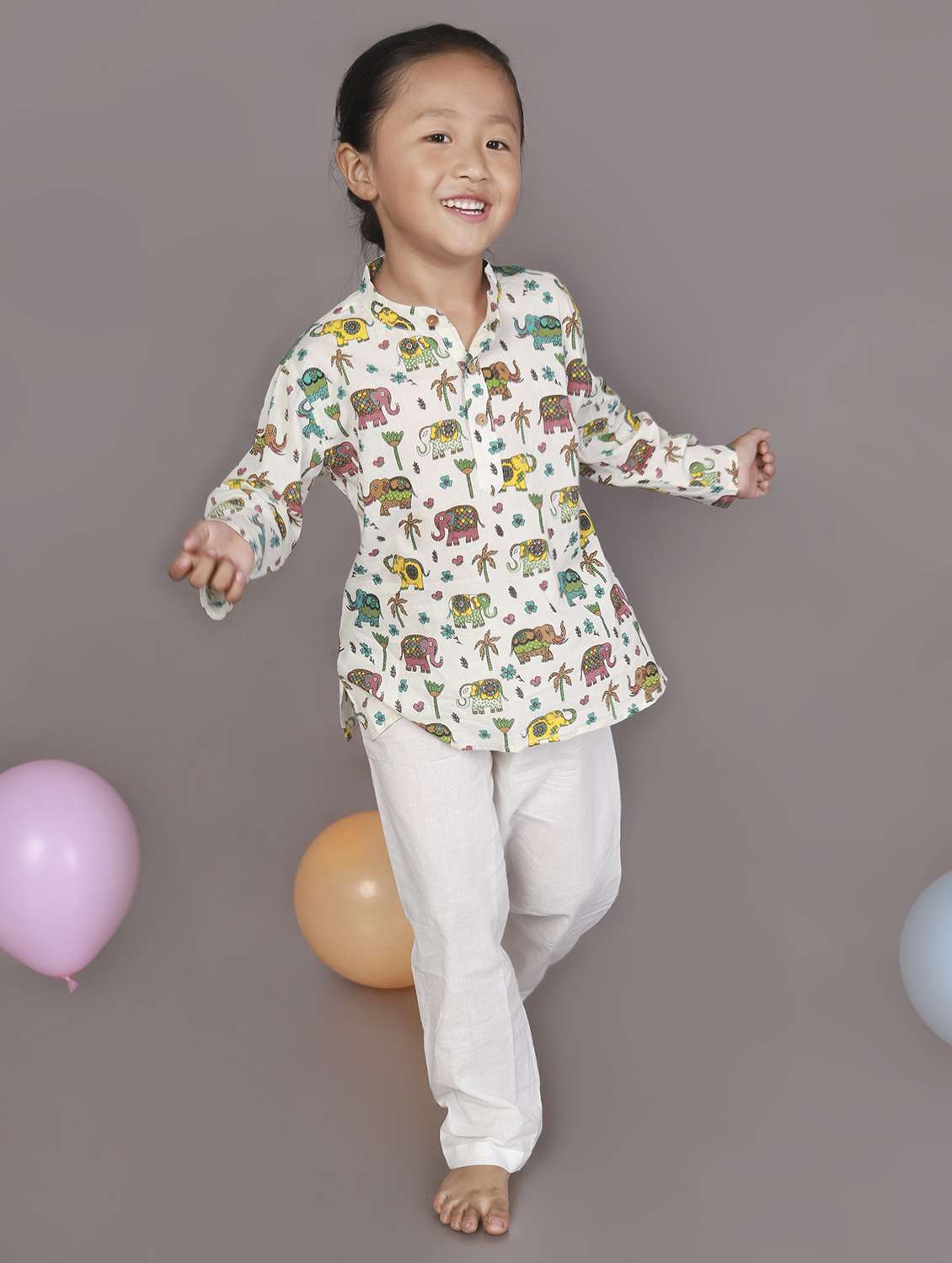 girls printed long sleeve nightwear set