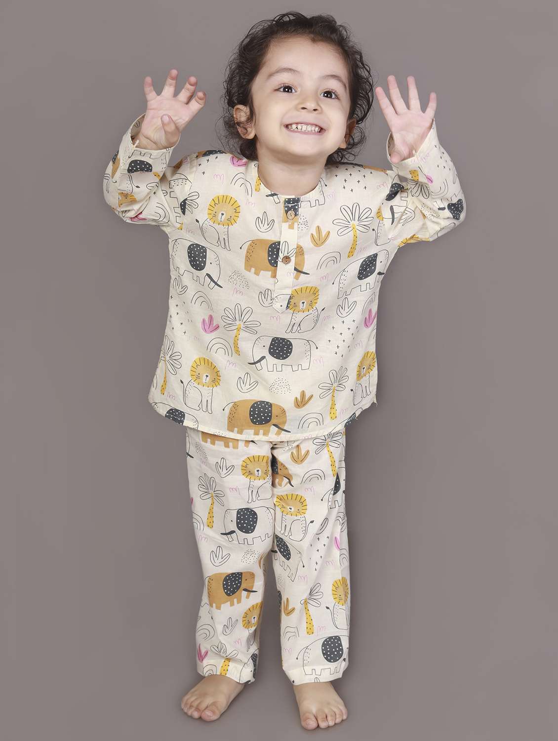 girls printed long sleeve nightwear set