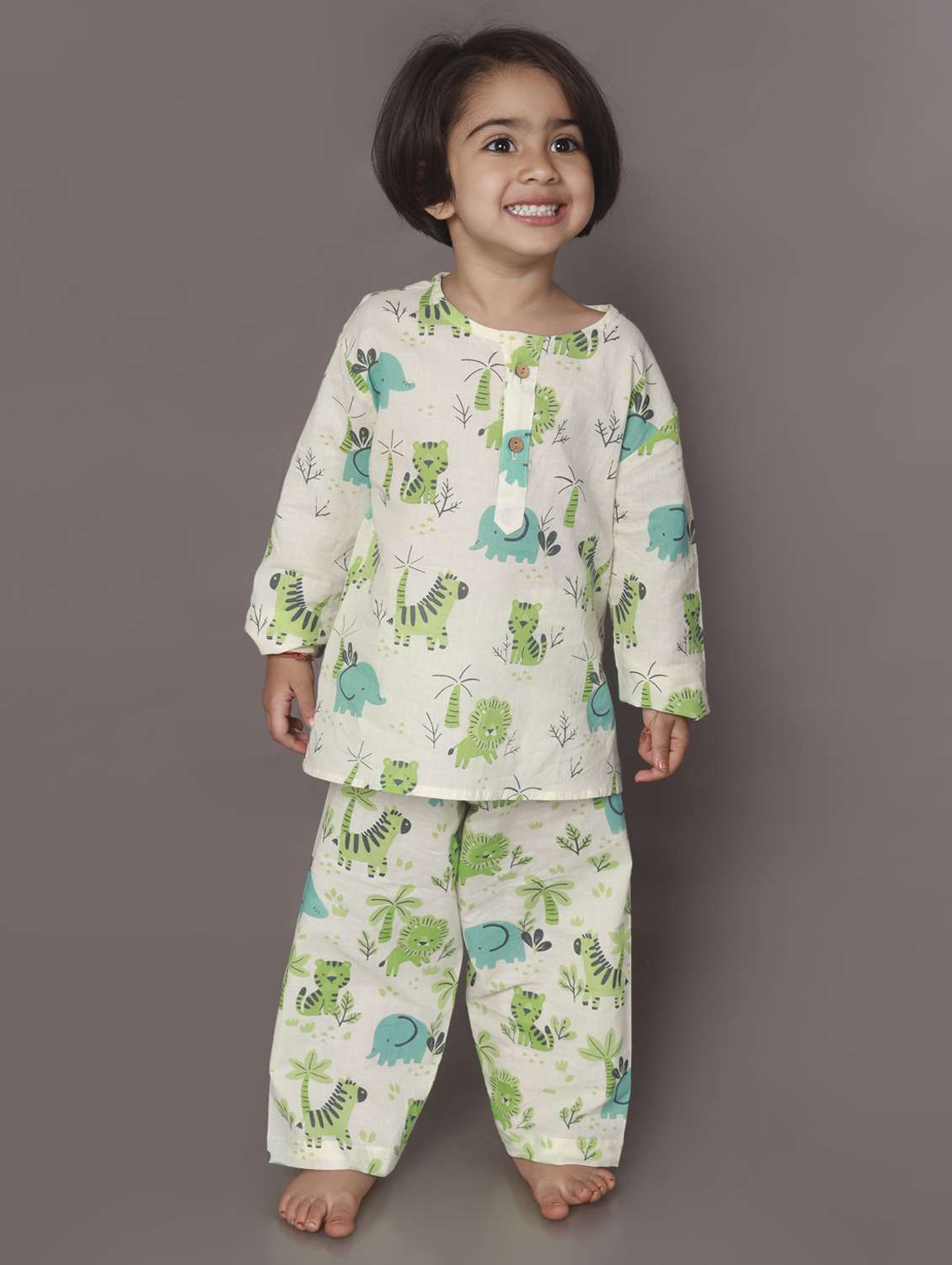 girls printed long sleeve nightwear set