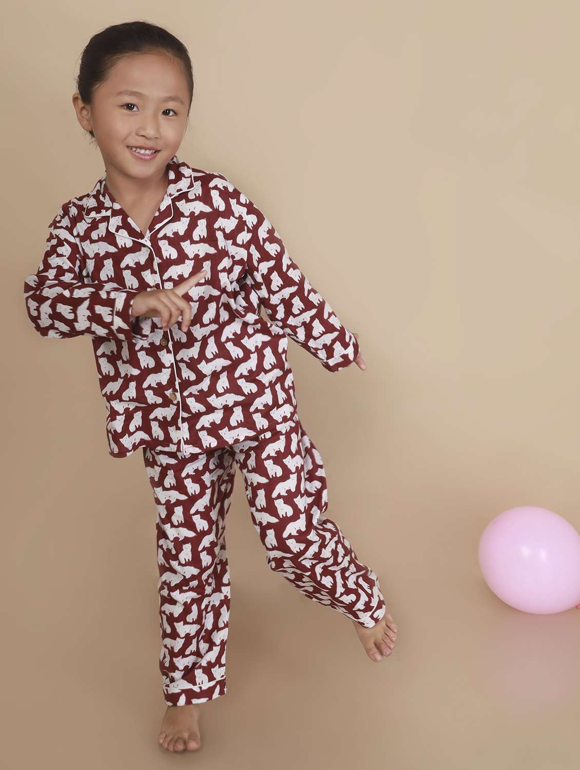 girls printed long sleeve nightwear set