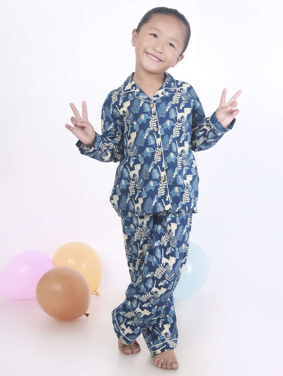 girls printed long sleeve nightwear set