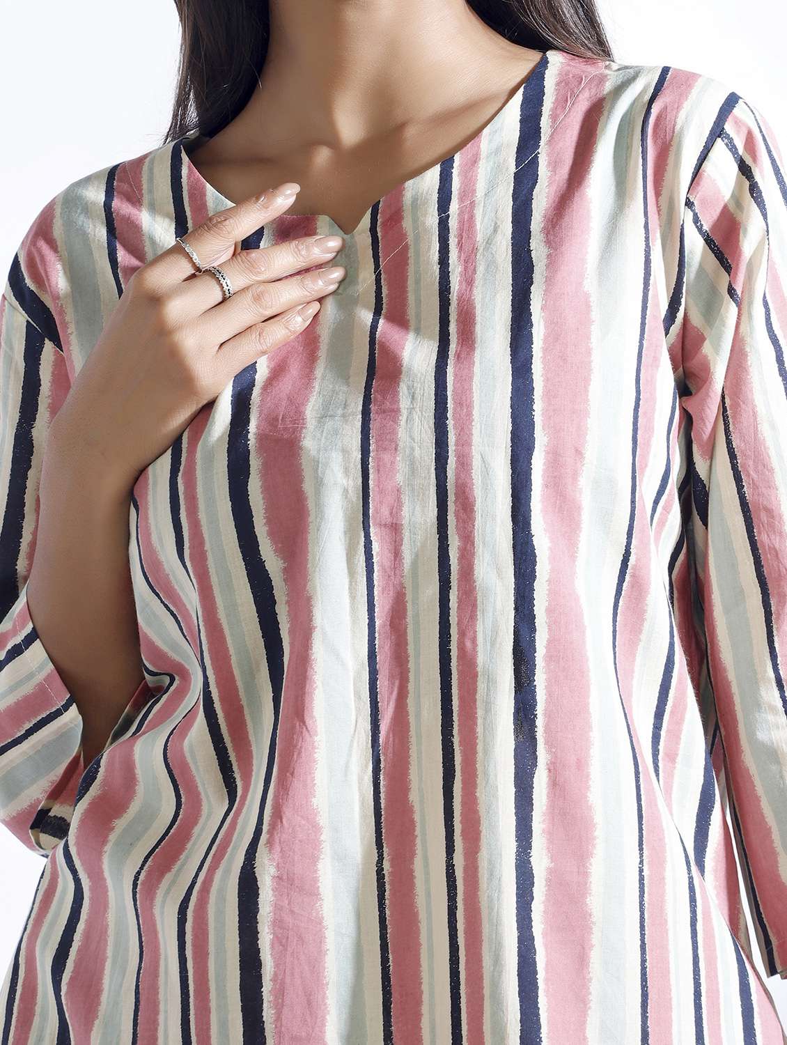 Women Printed Three Quarter Sleeve Nightwear Set - 22498564 -  Standard Image - 3