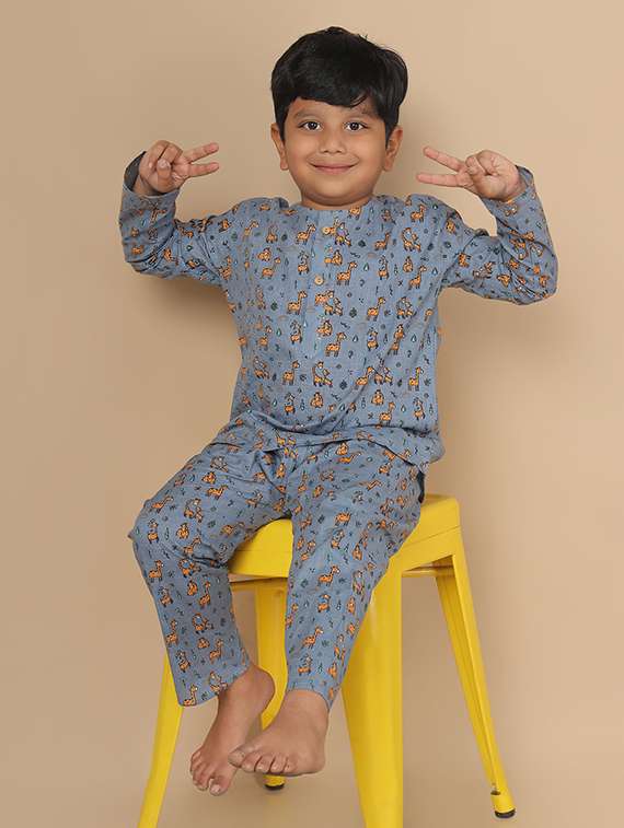 boys printed long sleeve nightwear set