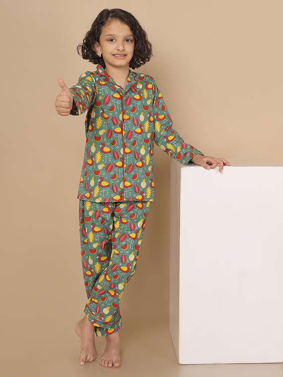 girls printed long sleeve nightwear set