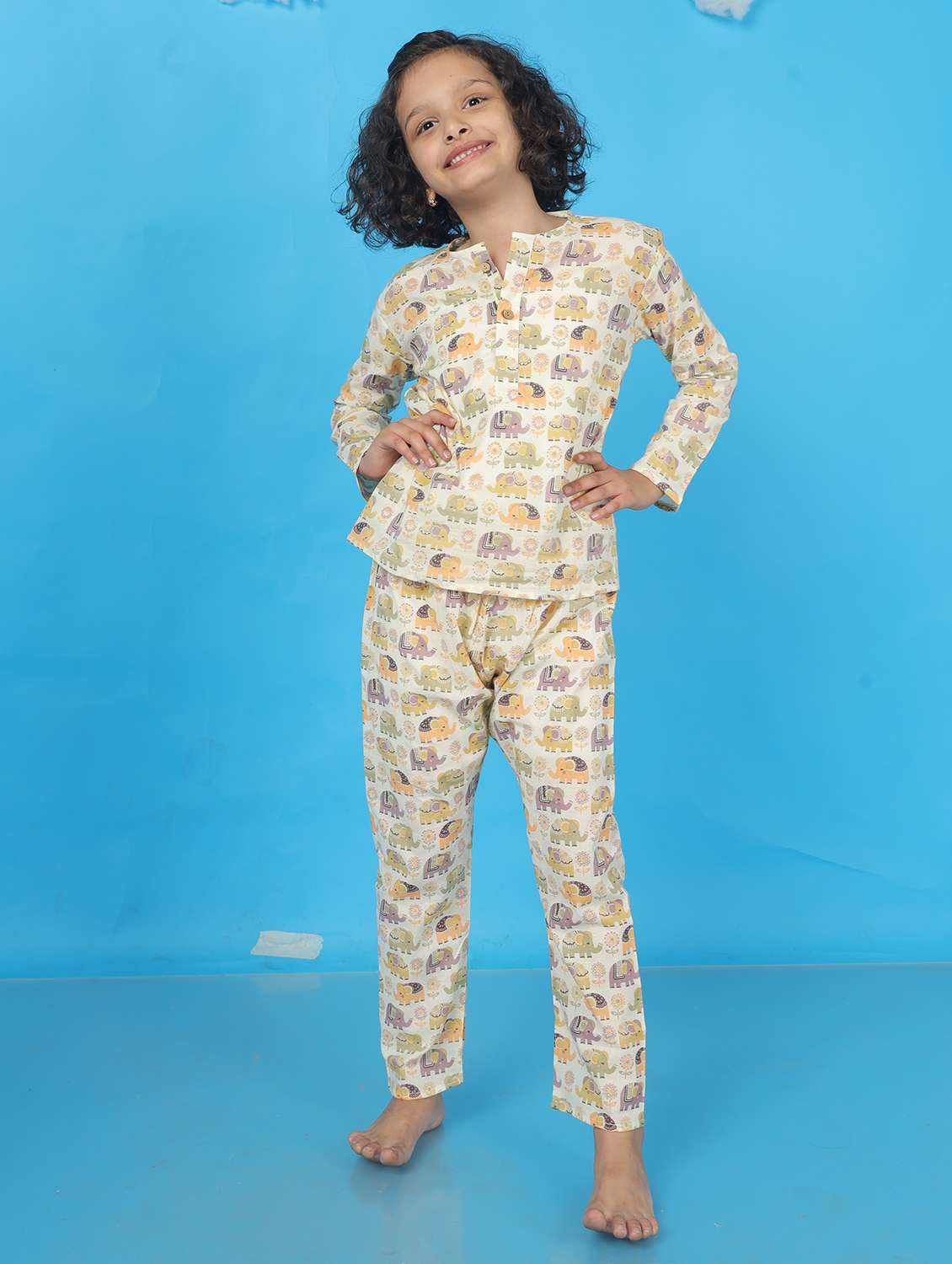 girls printed long sleeve nightwear set