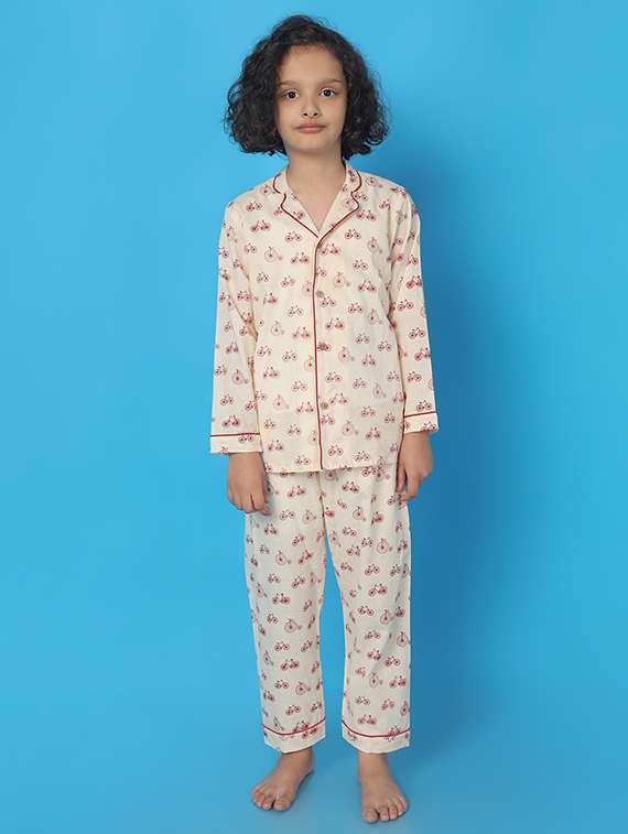 girls printed long sleeve nightwear set