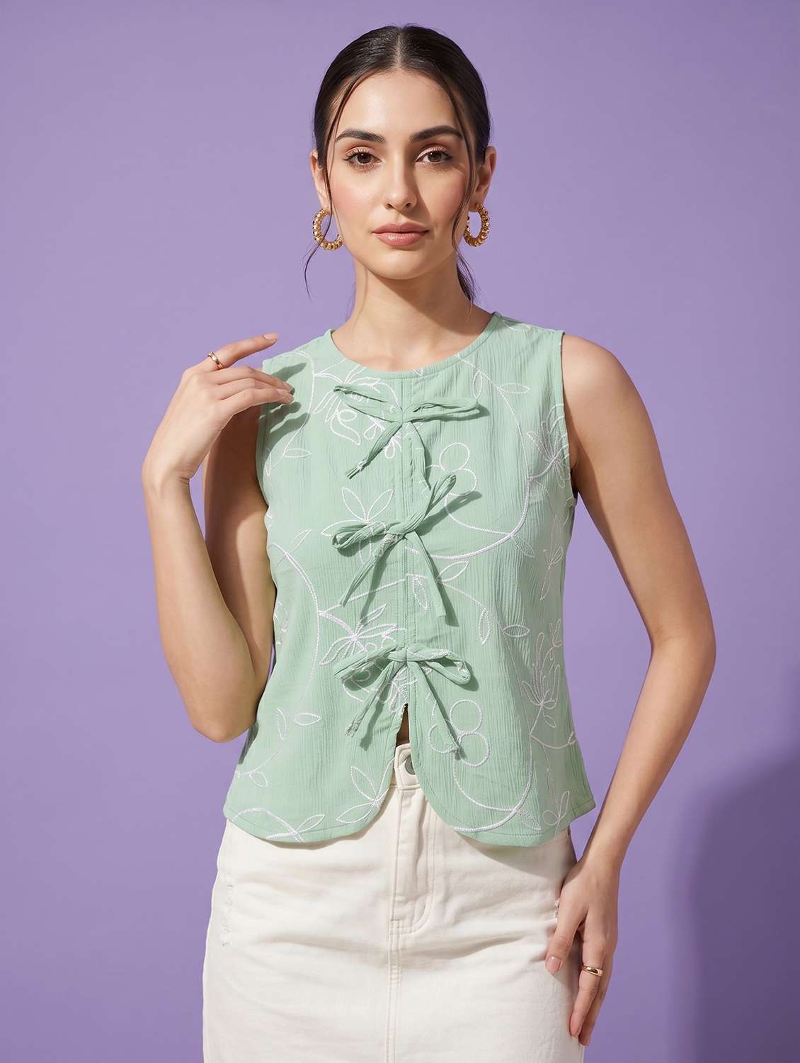 women embroidered sleeveless vest top - 22498679 -  Standard Image - 5
