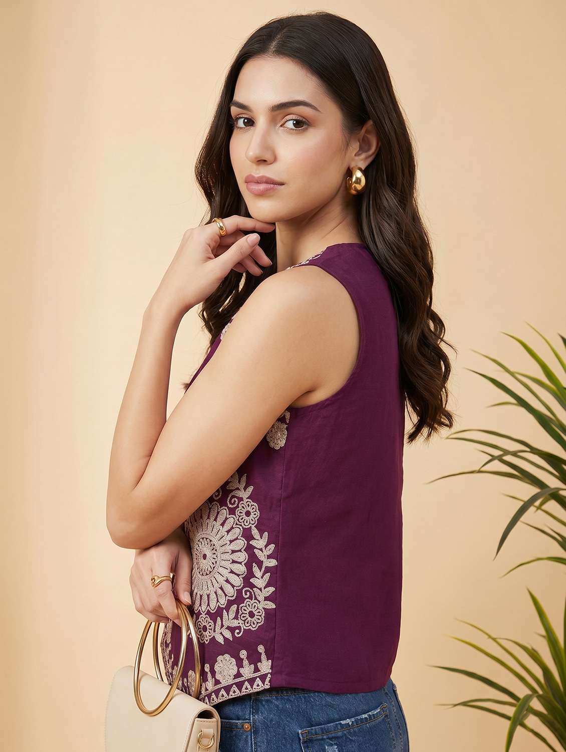 women embroidered sleeveless vest top - 22498694 -  Standard Image - 3
