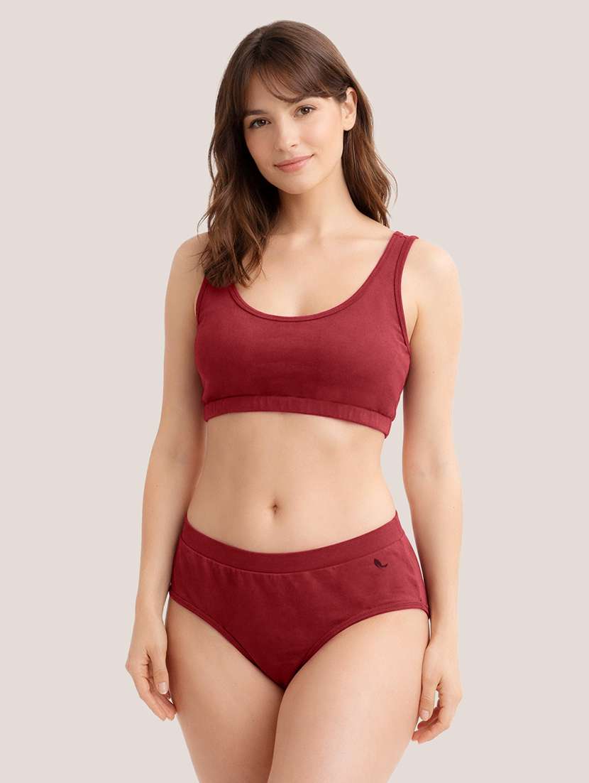 women solid bra and panty set