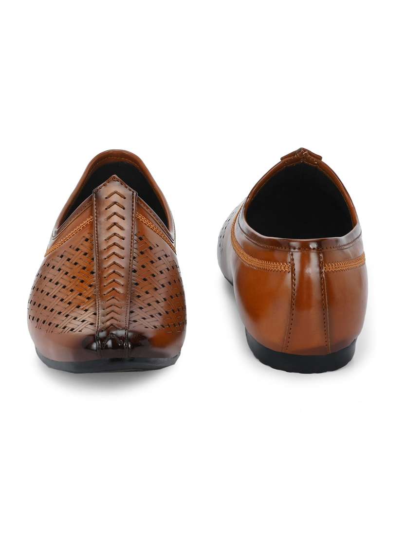 men tan slip on mojari - 22498891 -  Standard Image - 3