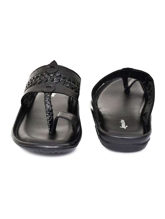 men textured one toe kolhapuri sandal - 22498940 -  Standard Image - 3
