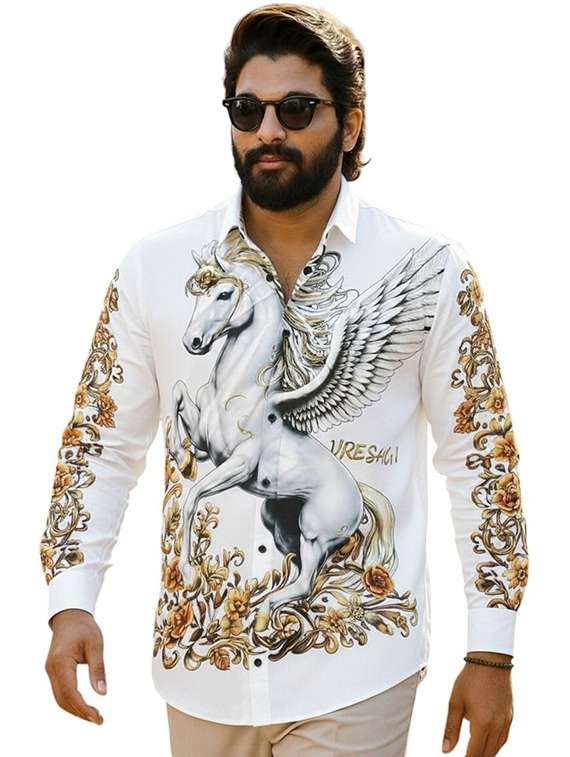 men printed long sleeve regular fit casual shirt