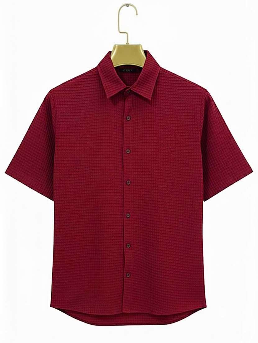 men textured short sleeve regular fit casual shirt