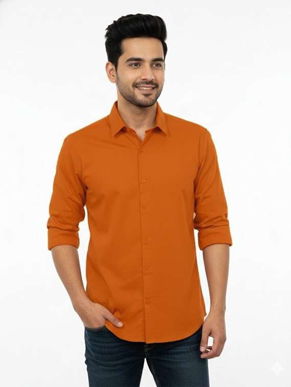 men solid long sleeve regular fit casual shirt