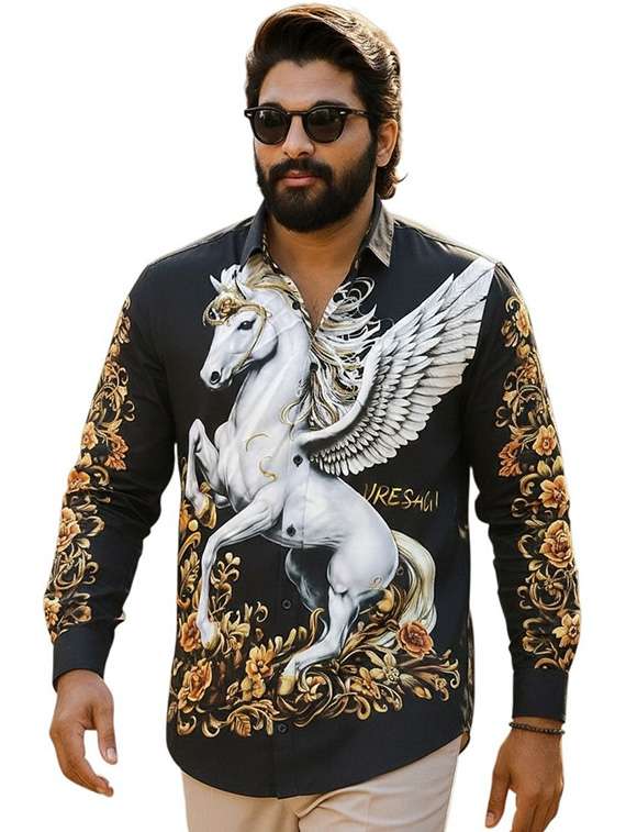 men printed long sleeve regular fit casual shirt