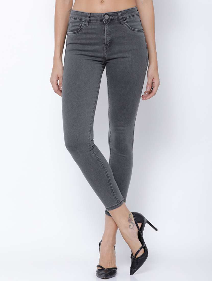 women solid mid rise skinny fit jeans