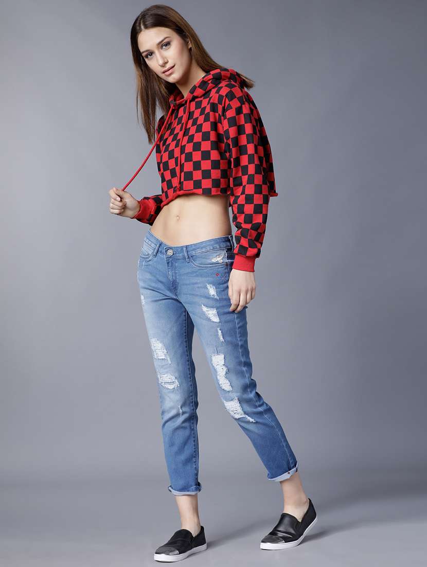 women distress mid rise slim fit jeans - 22499112 -  Standard Image - 5