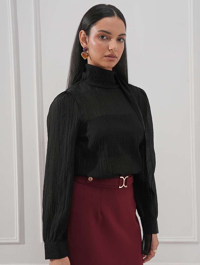 women solid long sleeves regular top - 22499145 -  Standard Image - 3