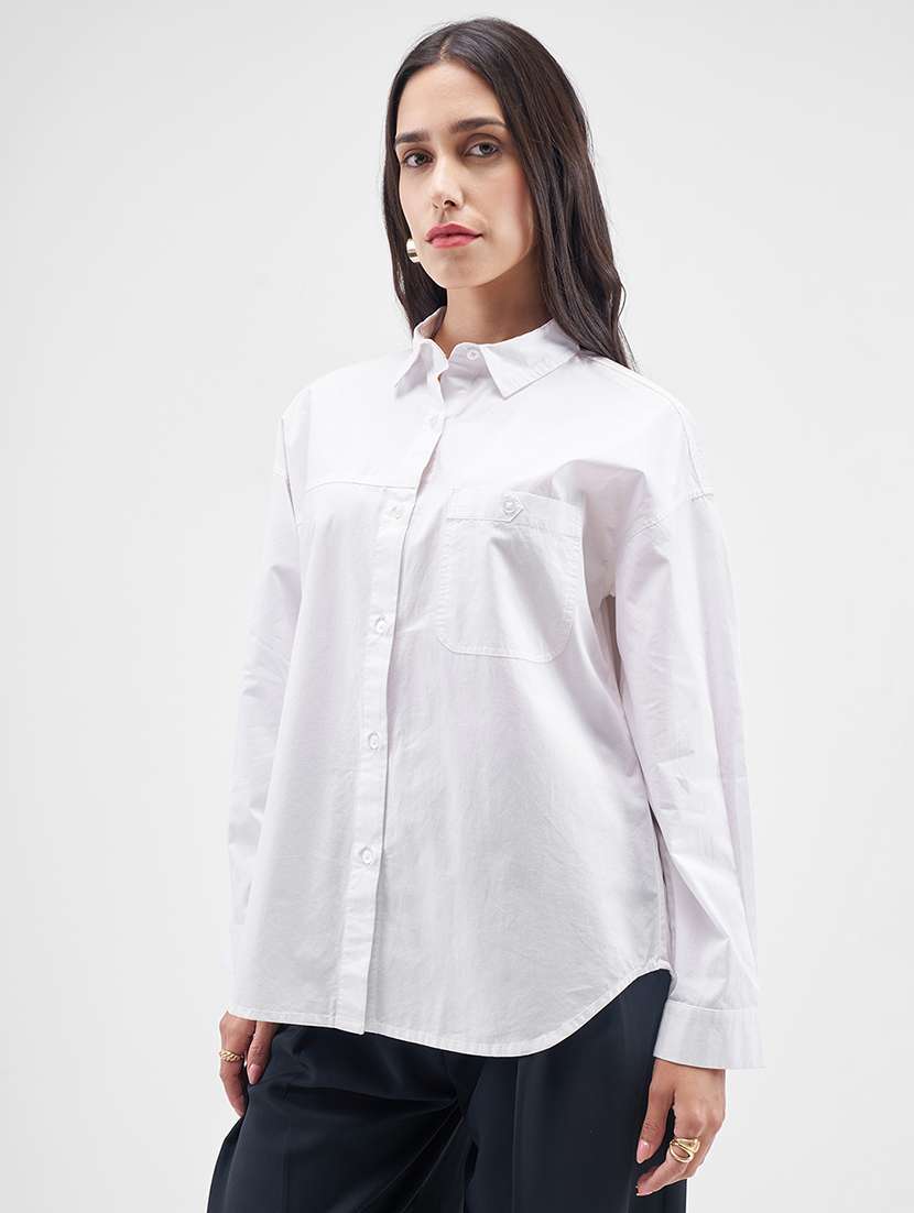 women solid long sleeves regular fit shirt - 22499151 -  Standard Image - 3