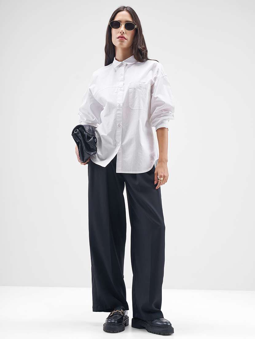 women solid long sleeves regular fit shirt - 22499151 -  Standard Image - 5