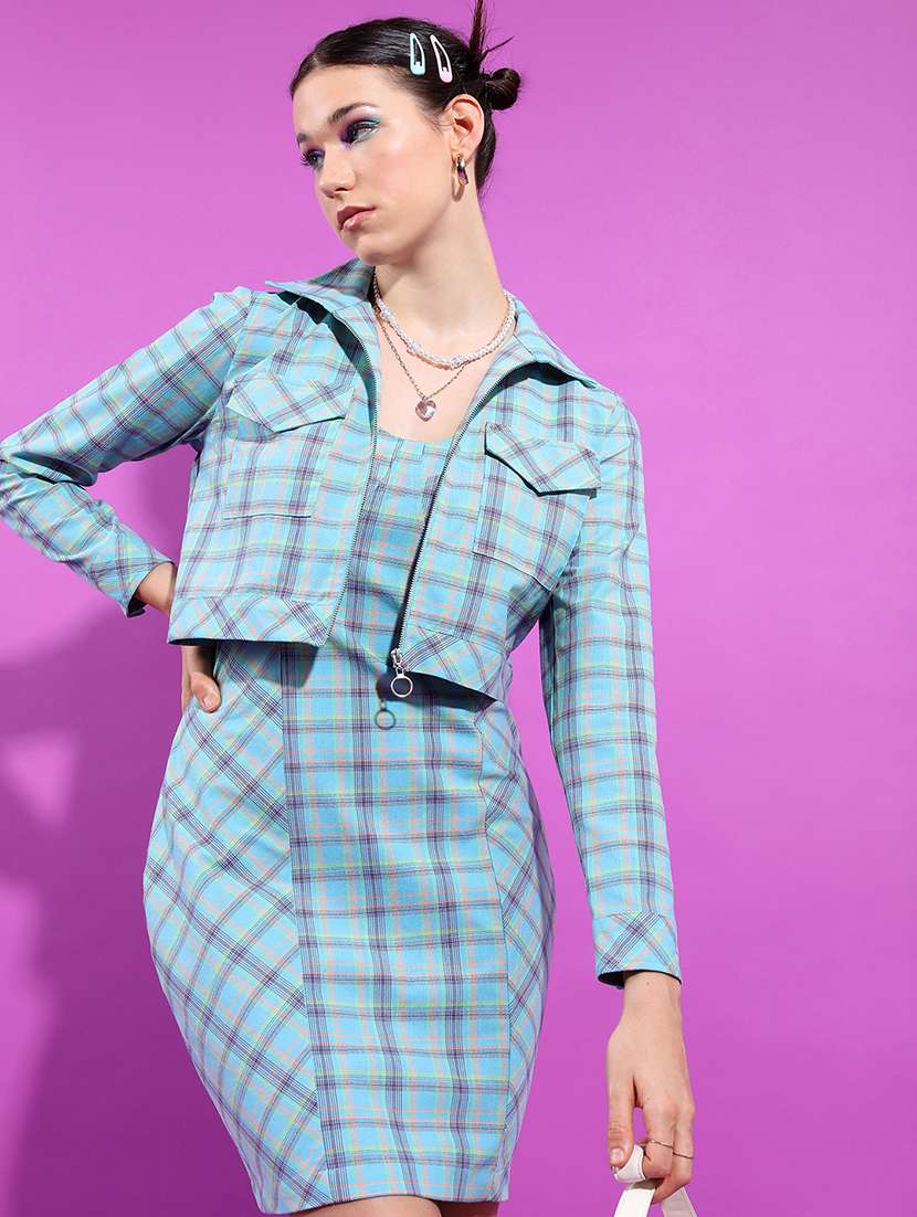 women checkered sleeveless sheath dress