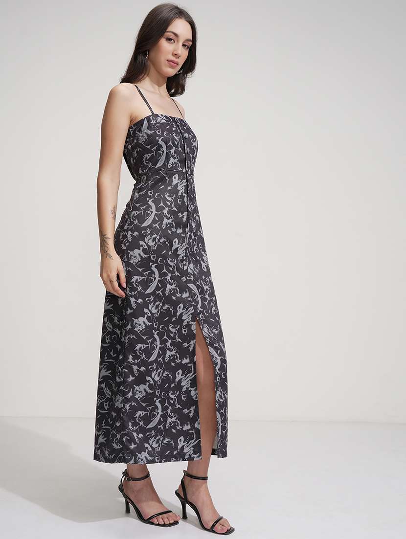 women printed a-line maxi dress with jacket - 22499178 -  Standard Image - 3